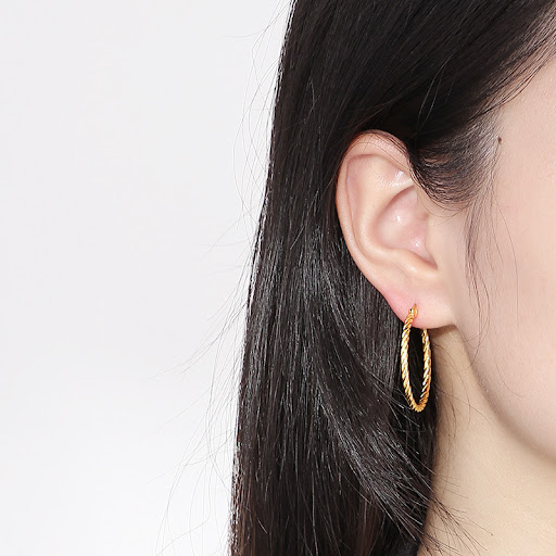 Title 7, Minimalist Circular Titanium Steel Female Earri...