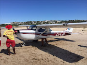 The light aircraft that was forced to land at Lookout Beach.