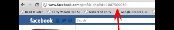 Скопіювати адресний рядок браузера , id користувача
приклад: https://www.facebook.com/profile.php?id=100011386950754&fref=ts