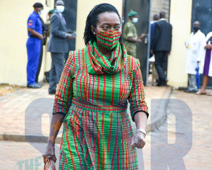 Narc Kenya party leader Martha Karua arrives at Wang’uru stadium in Kirinyaga county for Mashujaa Day celebration on October 20.