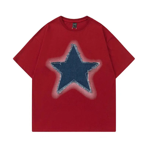 Title 3, American Retro Denim Patch Star Short Sleeved T...