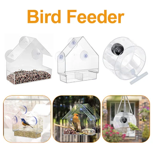 Bird Feeder Acrylic Transparent Window Bird Feeder with Camera Bird House Pet Feeder Suction Cup Installation House Type