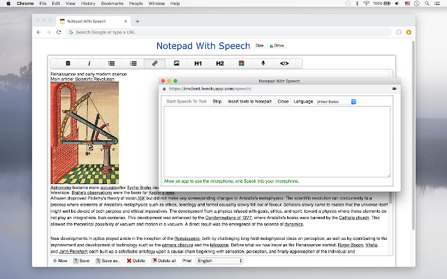 Screenshot of Notepad With Speech