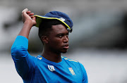 South Africa's Lungi Ngidi during nets session in London.   