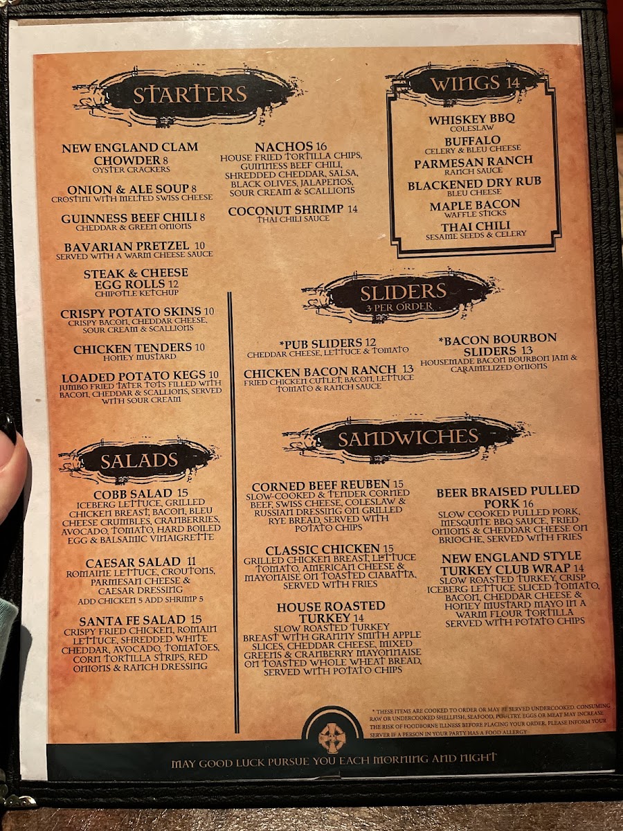 The Lansdowne Irish Pub & Music House gluten-free menu