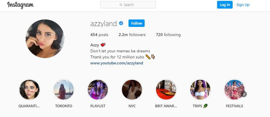 AzzyLand’s Instagram Channel