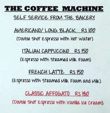 The 60's Cafe menu 