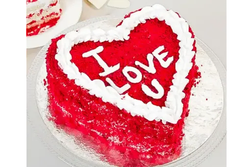 I Love You Red Velvet Heart Shape Cake