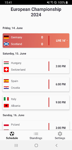 Screenshot Football Schedule 2026