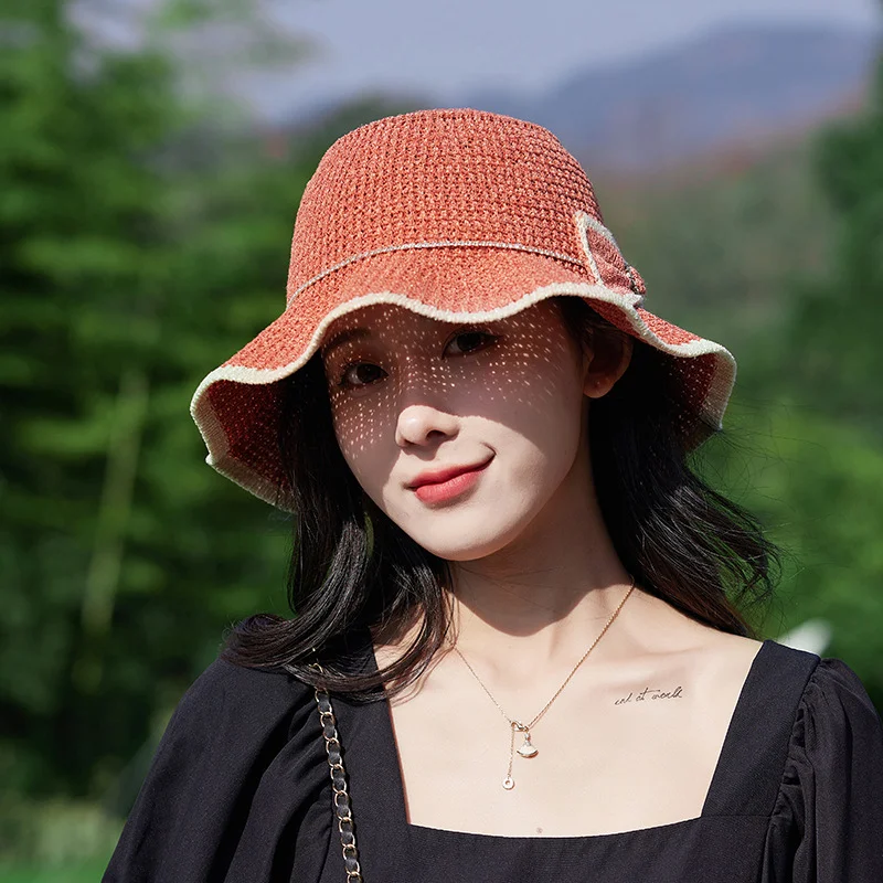 Sombrero para el sol con protección solar a la moda, lazo para mujer