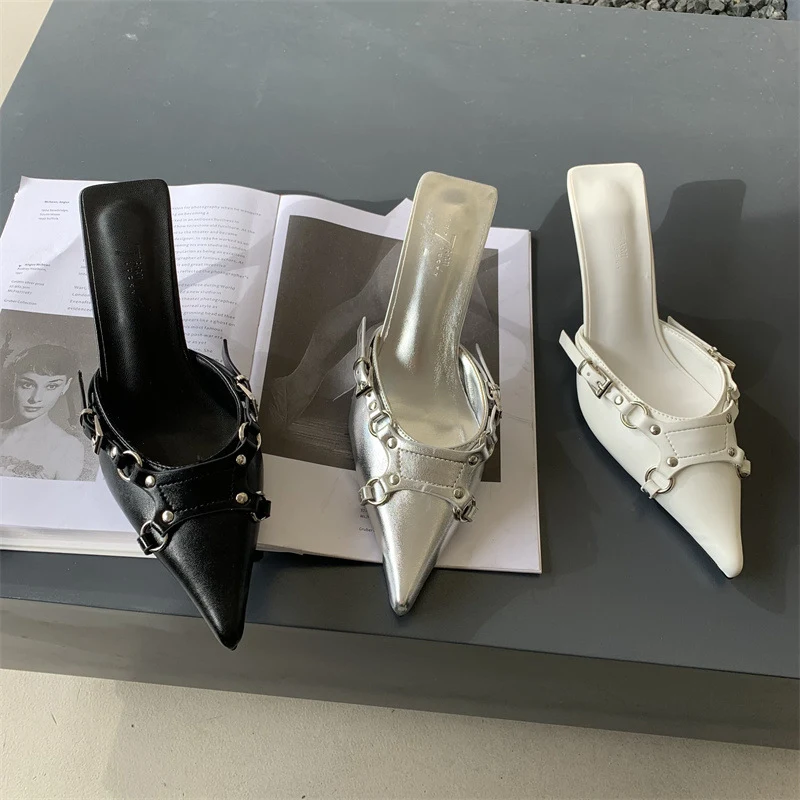 Title 14, Spitze Stiletto-Zehenkappe, Halbslipper mit Gür...