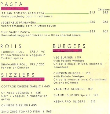 Kites menu 