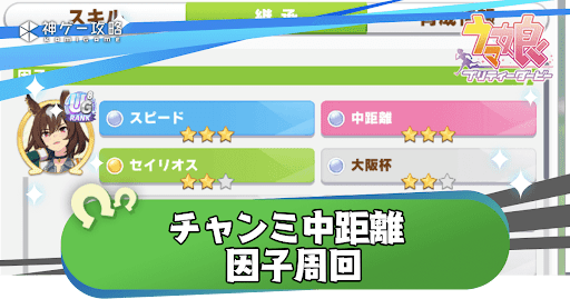 チャンミ中距離の因子周回おすすめキャラとサポカ編成