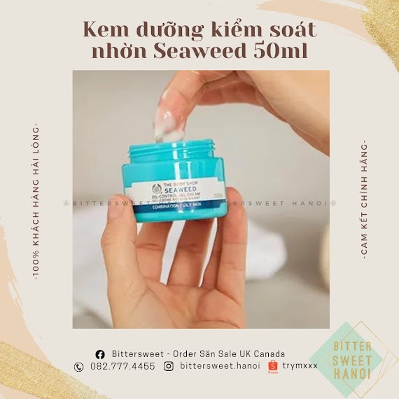 Dưỡng Ẩm Dạng Gel Kiểm Soát Nhờn Và Cân Bằng Độ Ẩm Tảo Biển The Body Shop Seaweed Oil - Control Gel Cream 50Ml