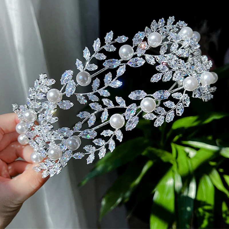 Title 5, Coroa de Pérolas Delicada para Noiva de Casamento