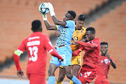 Milford FC goalkeeper Siphamandla Hleza collects an aerial ball during Sunday's Nedbank Cup last 32 shock win over Kaizer Chiefs at FNB Stadium.