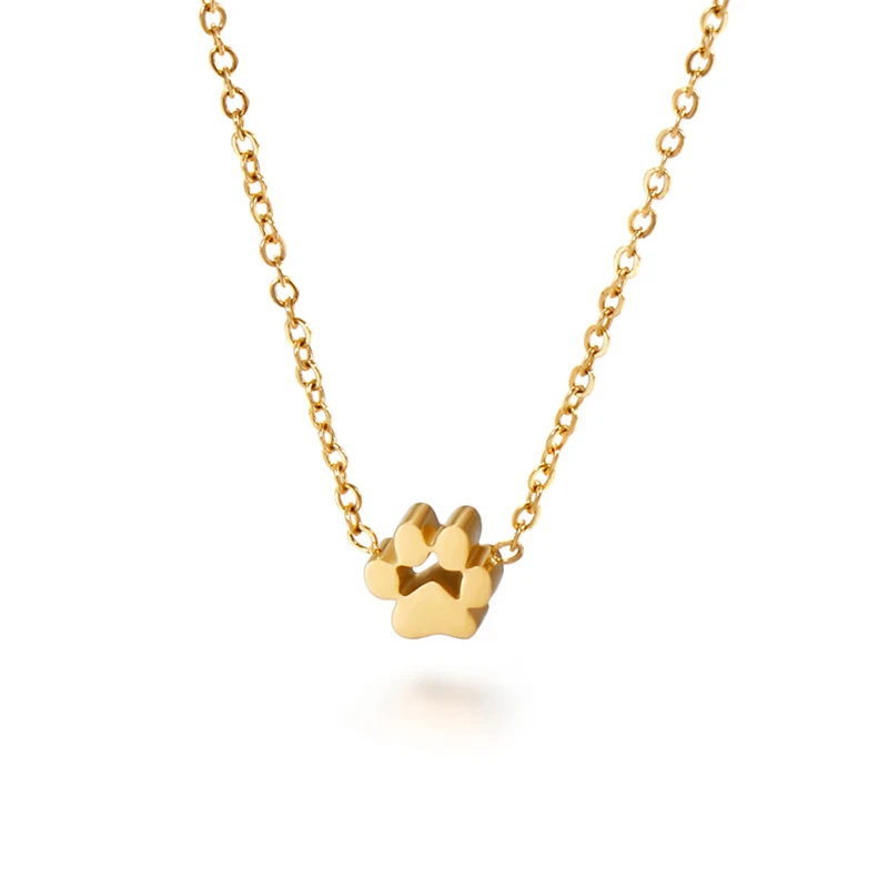 Collar y aretes de acero inoxidable con huella de pata de perro para mujer Joyería de huellas de oso, gato y accesorios perfectos para amantes de mascotas