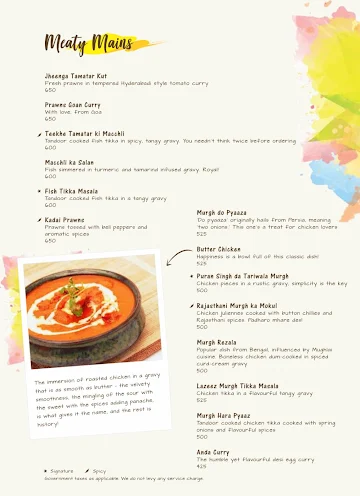 The Yellow Chilli menu 