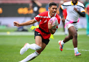 Wayde van Niekerk during the Celebrity TAG match between the Aden Thomas All Stars and the Carl Wastie Invitational side, the curtain-raiser to the Castle Lager Rugby Championship Test between the South Africa and New Zealand at DHL Newlands October 07, 2017 in Cape Town, South Africa. 