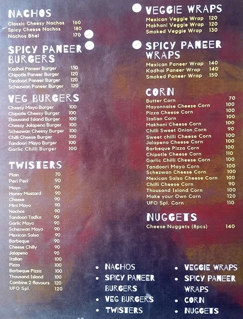 UFO Fries & Corn menu 