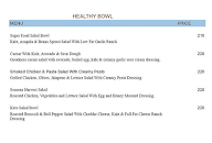 Healthy Bowl menu 1