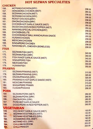 Nanking C.R - Estd 1957 menu 