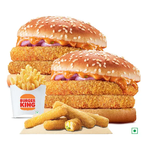 2 Crispy Veg Double Patty + 1King Fries + 1Veggie Strips