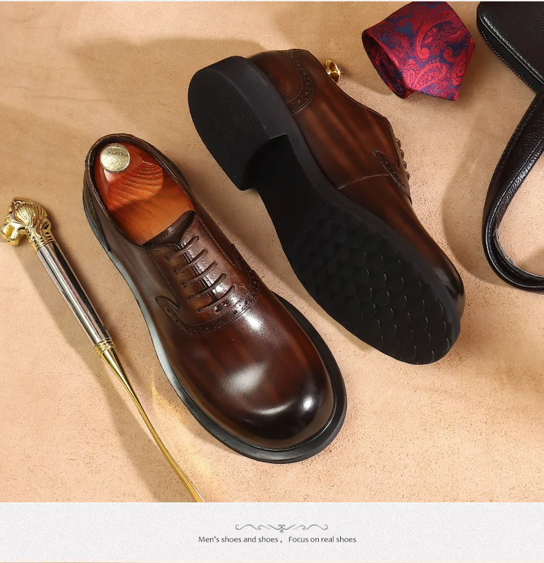 Title 10, Mens Big Toe Oxford Shoes, Top Layer Cowhide, ...