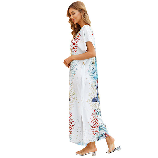 Title 5, Starfish Printed Loose Beach Skirt Bikini Robe ...