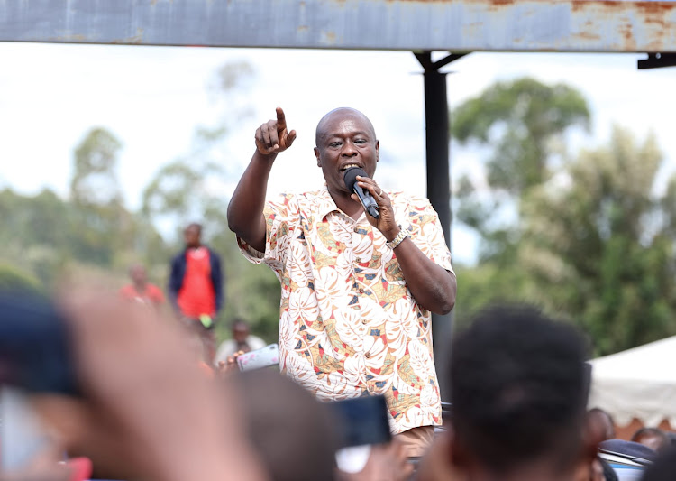 Deputy President Rigathi Gachaguaduring the commissioning of Senta-Nyamtiro-Isebania road (Phase I) in Kuria East and Nyabohanse - Kumumwamu road in Kuria West, Migori County on March 25, 2023.