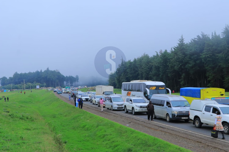 Huge traffic Snarp along Nairobi Nakuru road on April 28, 2024