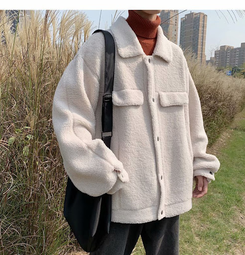 Title 3, Japanese Ins Berber Fleece Cotton Coat Men, off...