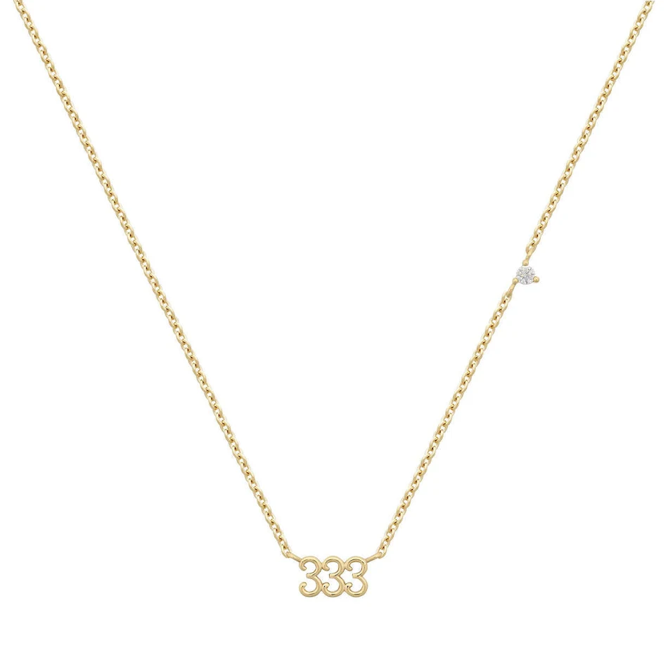 Angel Digital Diamond sleutelbeenketting van roestvrij staal, driedelige nummer hanger met diamanten slijpsel.