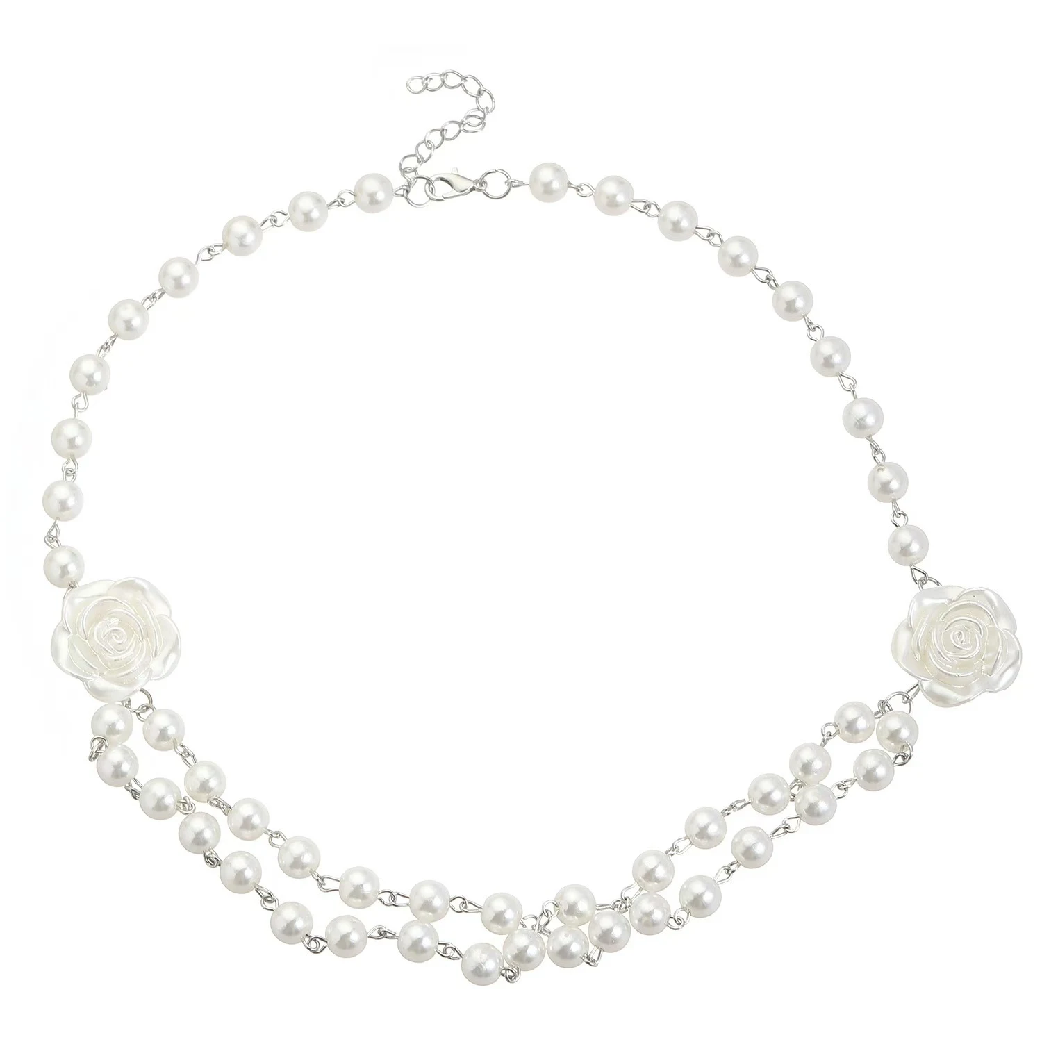 Title 5, Collier double couche, camélia et perles frança...