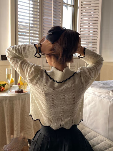 Title 7, Crocheted Hollow-out Small Square Collar Wester...