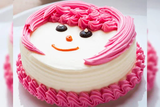 Pink Cute Girl Face Cake