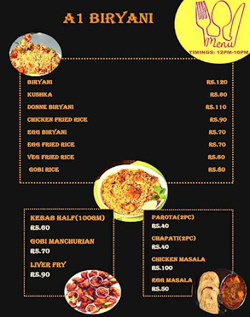 A1 Biryani menu 