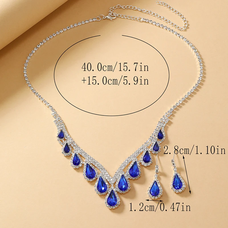 Title 4, Saffierblauw kristallen sleutelbeenketting twee...