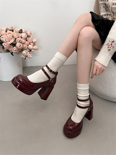 Title 2, French High Heel Mary Jane Shoes Women Classic ...