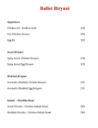 Bullet Biryani menu 1