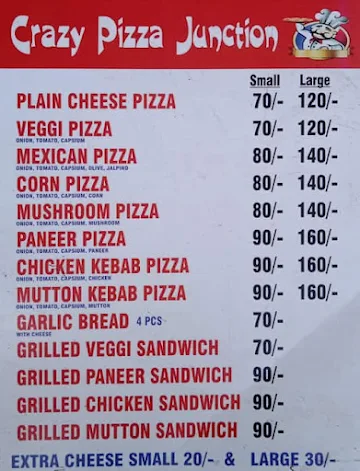 Crazy Pizza Junction menu 