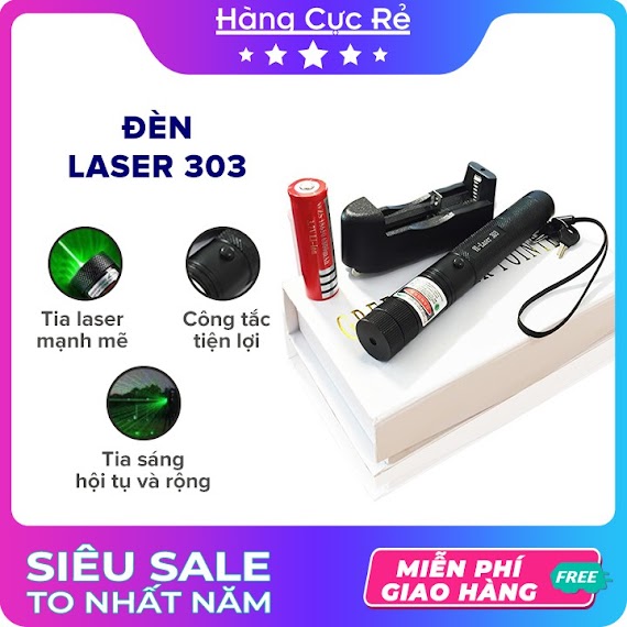 Đèn Laser 303 Tia Xanh Siêu Mạnh Chiếu Xa, Pin Sạc 18650, Con Trỏ Laze Mini Trình Chiếu Slide - Shop Hàng Cực Rẻ