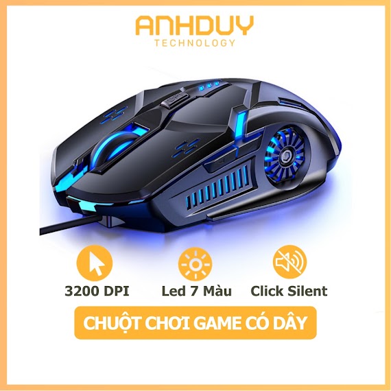 Chuột Máy Tính Có Dây Yindiao G5 Click Silent 3200 Dpi Led 7 Màu Đẹp Thiết Kế Gaming Chính Xác Cao - Hàng Chính Hãng