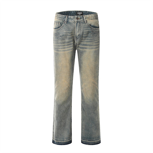 Title 2, Mens Fashion American Washed Yellow Jeans Rela...