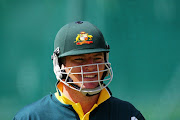 Stuart MacGill in action during training.