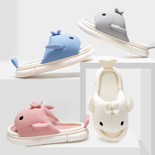 Title 2, Cute Linen Shark Slippers for Indoor Home Shoes...