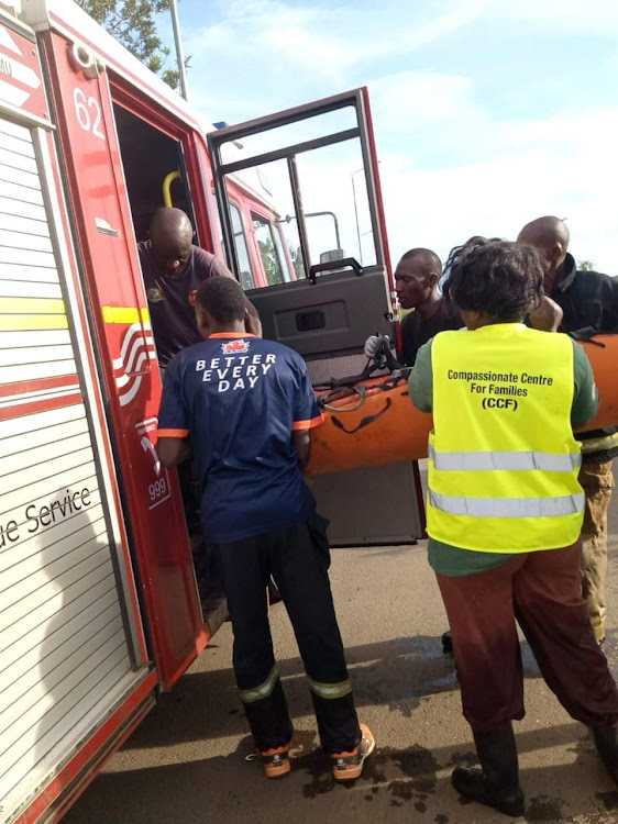 A 80-year-old man, Wilson Adaa Sangala, who was stranded in his marooned house after he fall sick being rescued by Compassionate Centre for Families (CCF) and Kisumu county fire department team on Sunday.