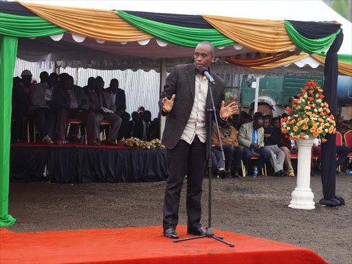 Senator Kimani Wamatangi in Kikuyu Town on Friday /GEORGE MUGO