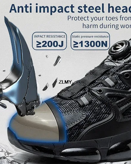 ZLMY Rotating Button Safety Shoes Men Steel Toe Sneaker A... - 3
