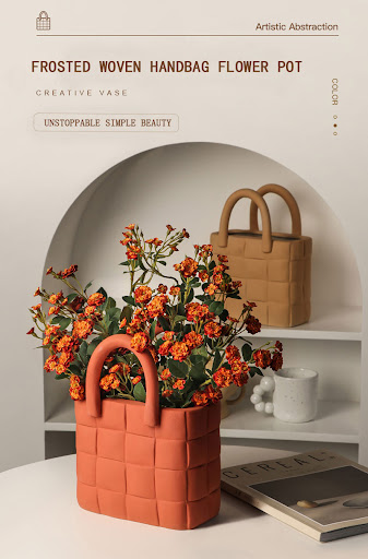 Title 5, Nordic Creative Handbag Vase. Morandi ceramic f...